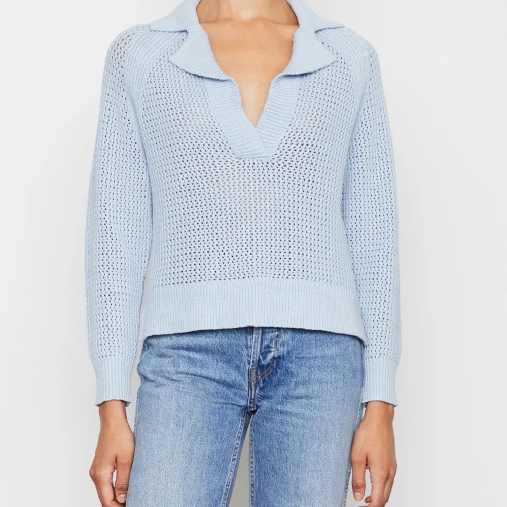 Bailey 44 Asa Sweater in Light Blue. Knit Collared Sweater Size Small